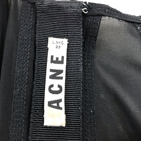 ACNE STUDIOS Lucille Sheath Dress M 38 Denim Chiffon LBD Sheer Back Size 6 - Picture 8 of 10